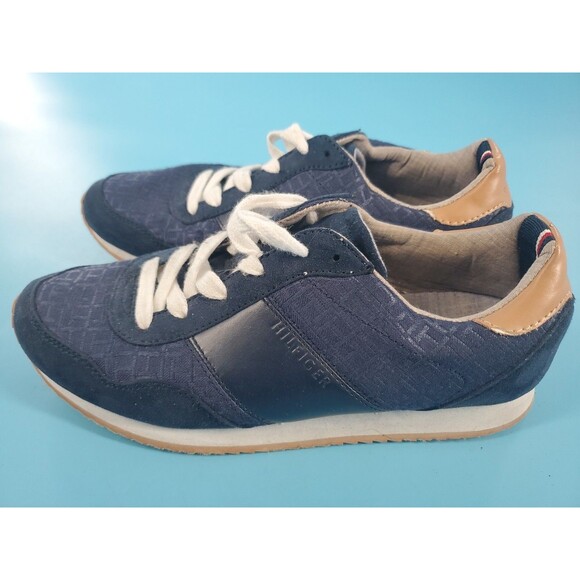 Tommy Hilfiger Sneaker 8.5 Womens Blue Monogram Lace Up Ankle Flat Shoe TWMADDIE - Picture 5 of 13